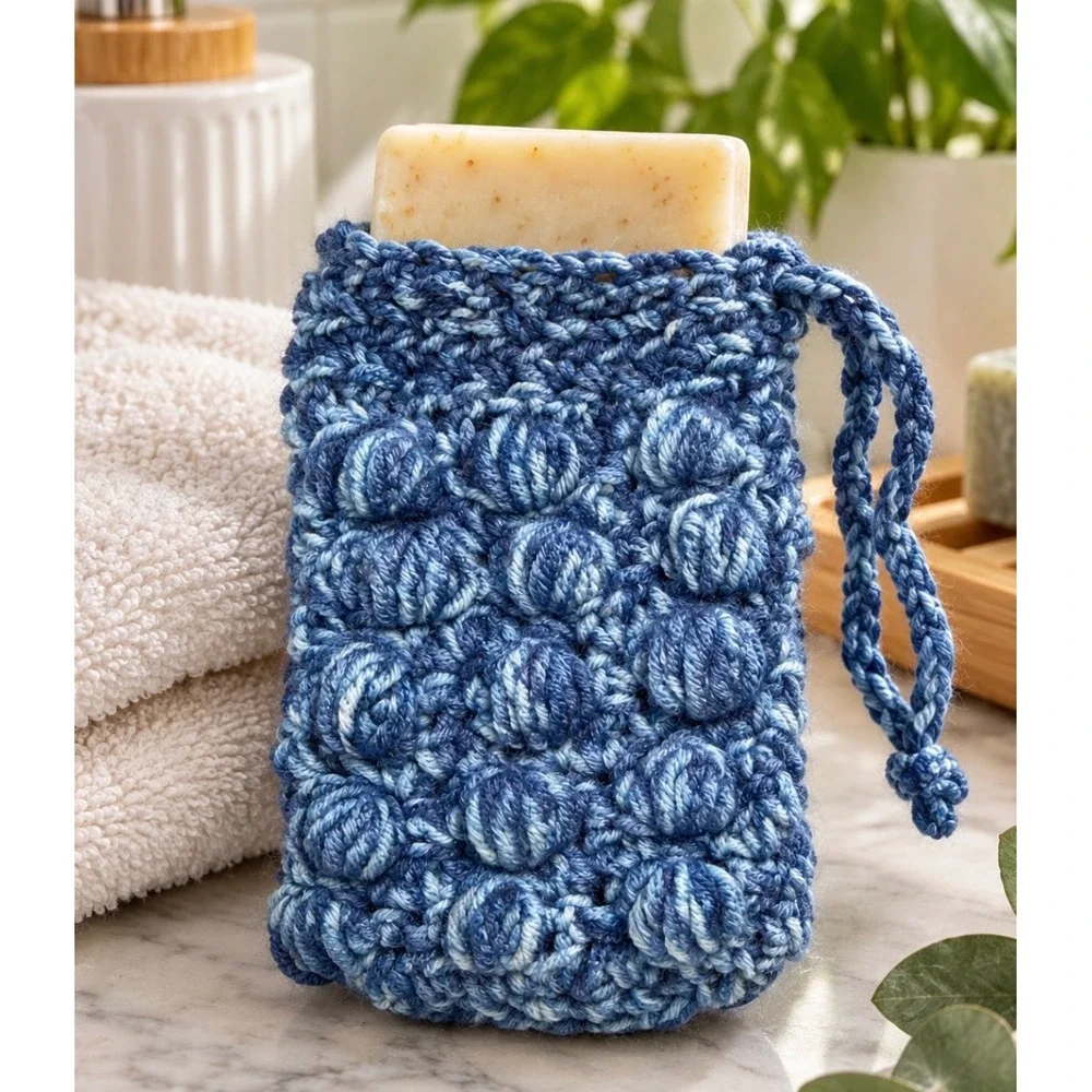 Handmade Crochet Soap Saver Pouch Bobble Body Scrubber Soap Holder Massaging
